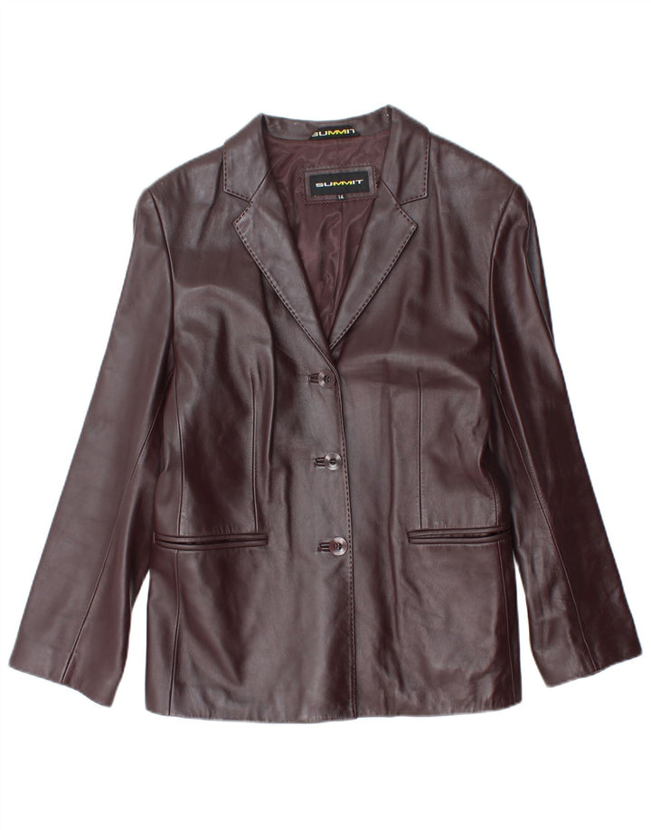 Giacca blazer in pelle da donna a 3 bottoni Summit UK 14 Pelle bordeaux media