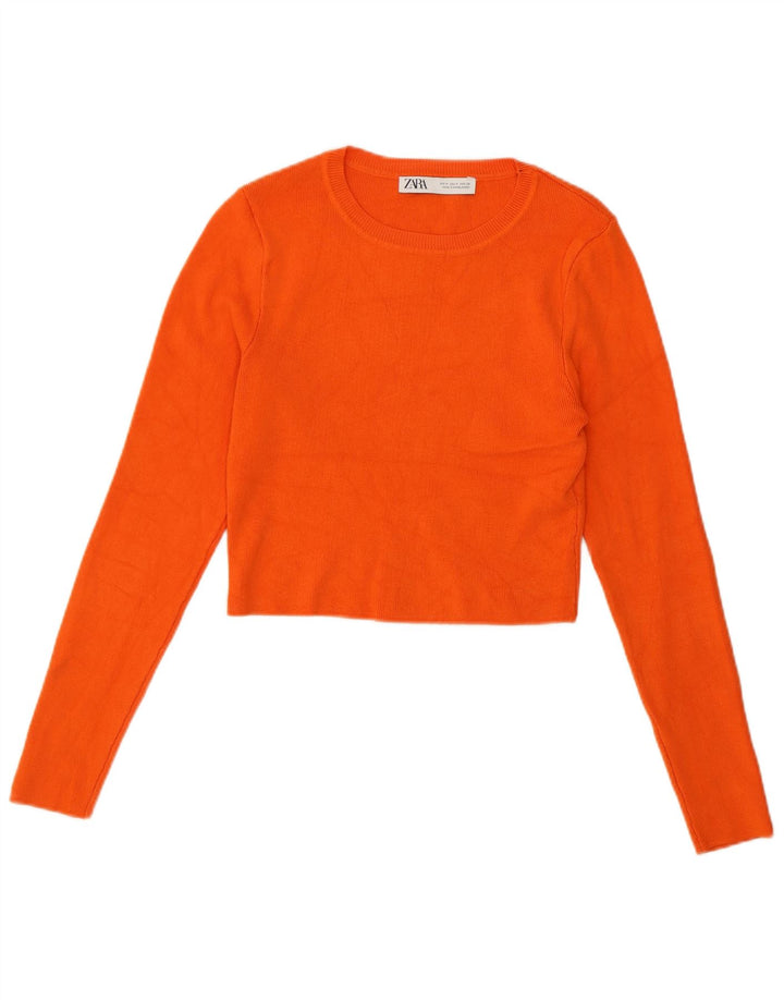 Top corto da donna Zara in camicetta UK 12 Viscosa arancione medio