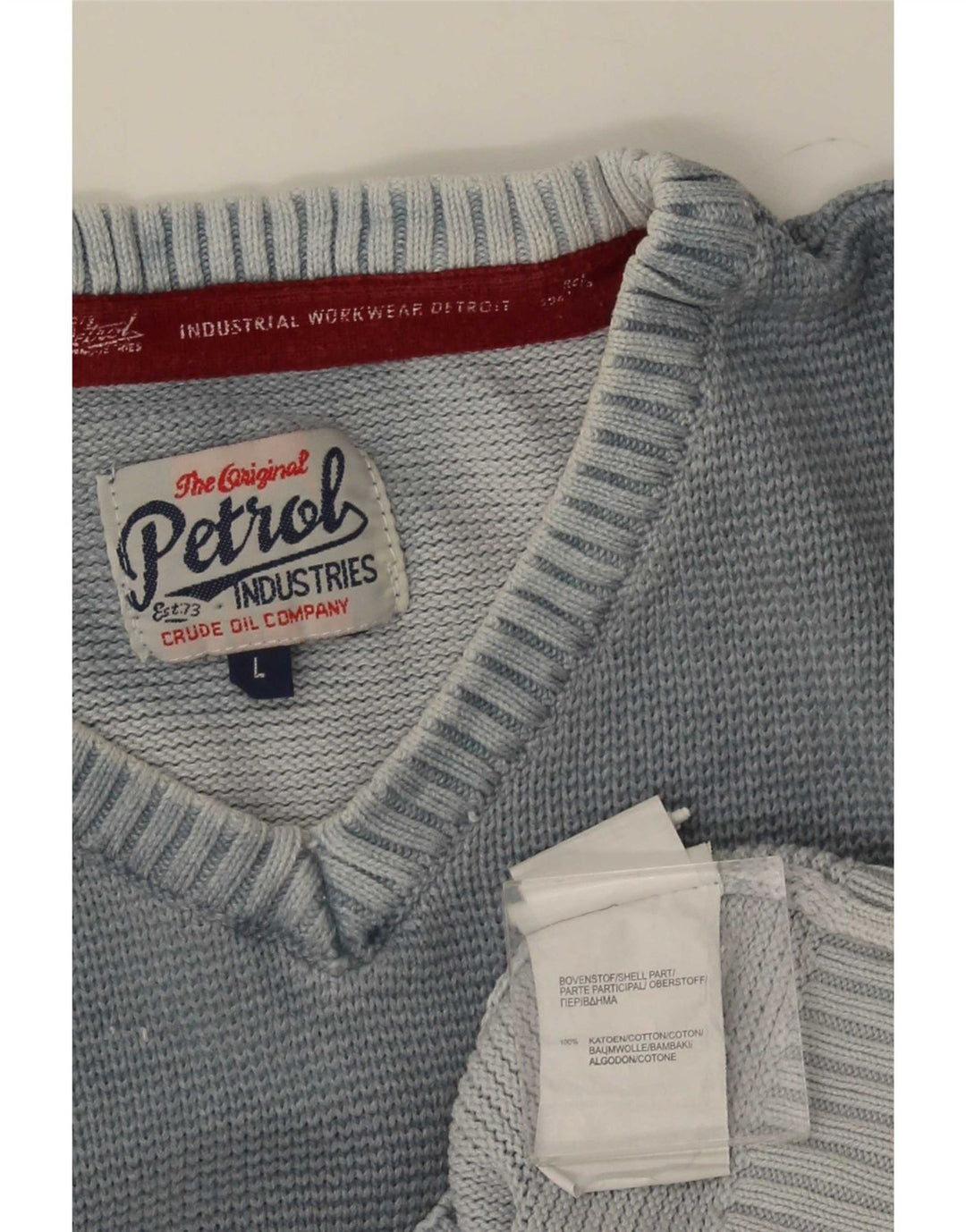 Maglione da uomo con scollo a V Petrol Industries, grande cotone grigio