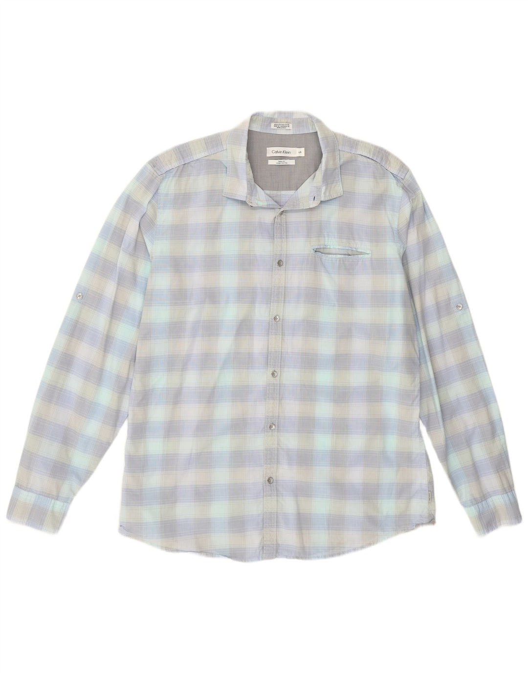 Camicia da uomo Calvin Klein a quadri grandi in cotone blu