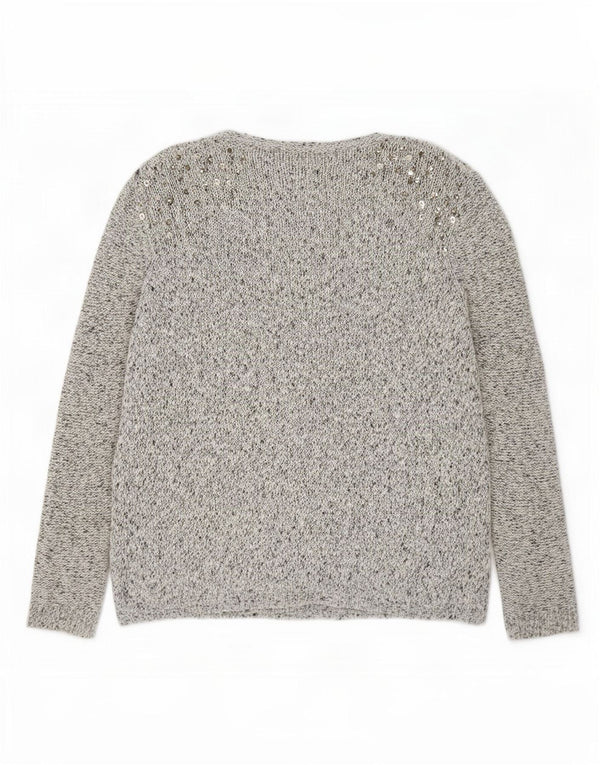 Maglione cardigan aperto oversize da donna Topshop UK 10 piccolo grigio screziato
