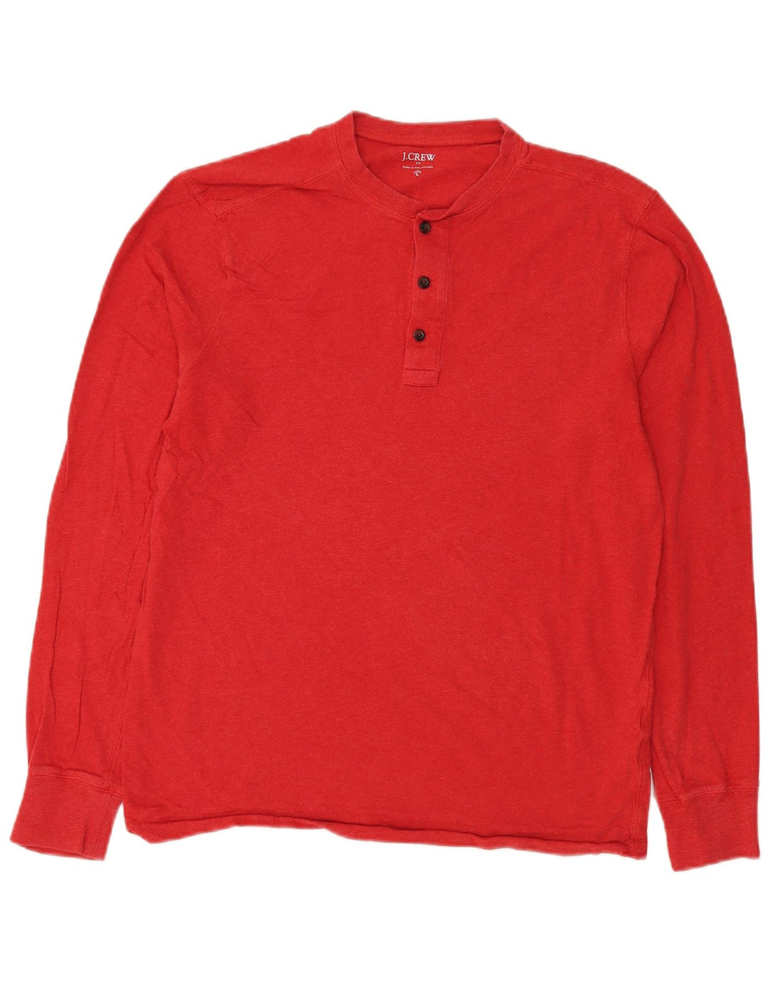 J. CREW Top da uomo a maniche lunghe grande in cotone rosso