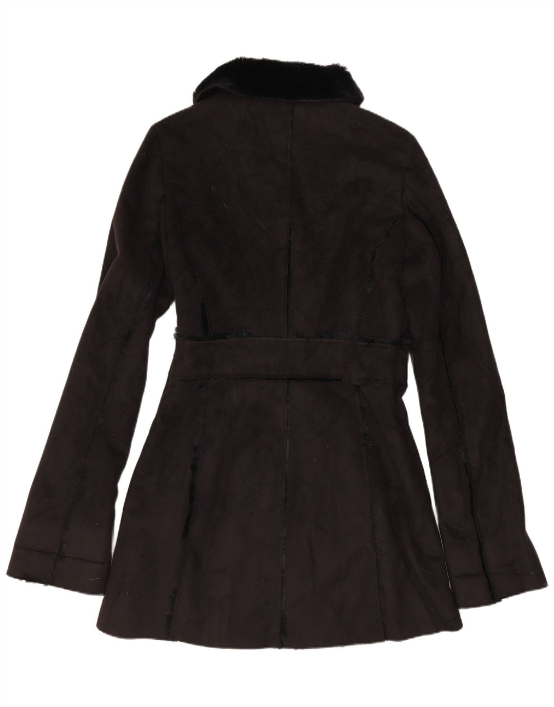 Cappotto Sherpa vintage da donna UK 12 medio nero