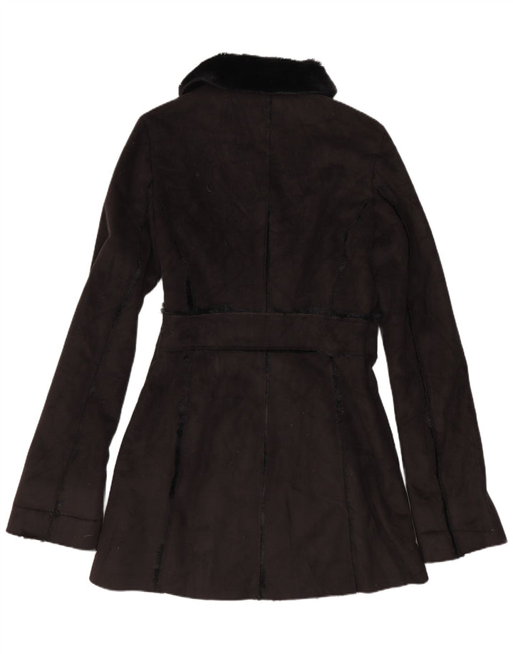 Cappotto Sherpa vintage da donna UK 12 medio nero