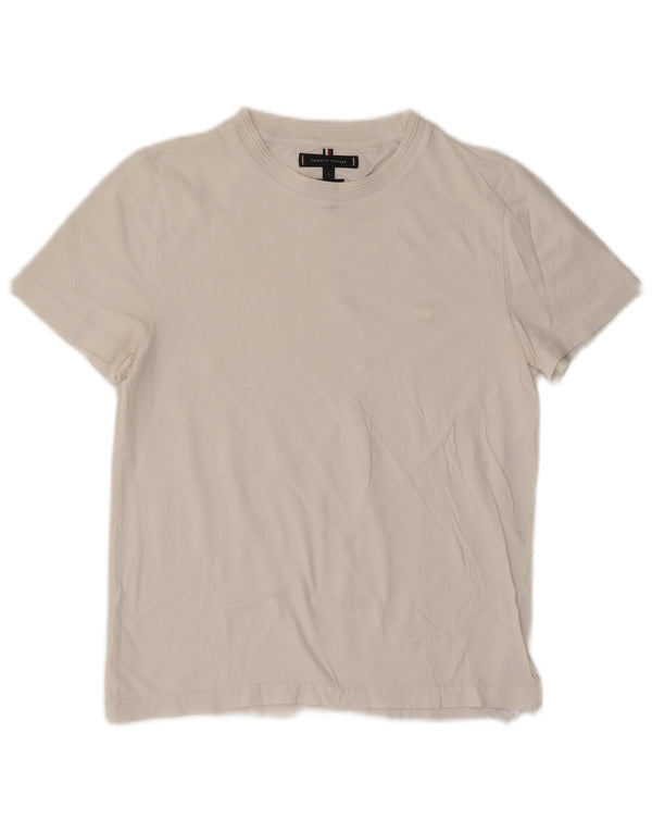 TOMMY HILFIGER T-shirt da donna Top UK 10 piccola cotone bianco