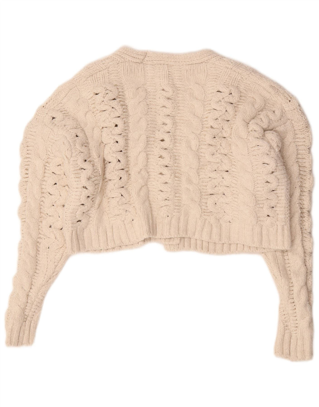 Maglione cardigan oversize corto da donna Zara UK 10 piccolo acrilico bianco