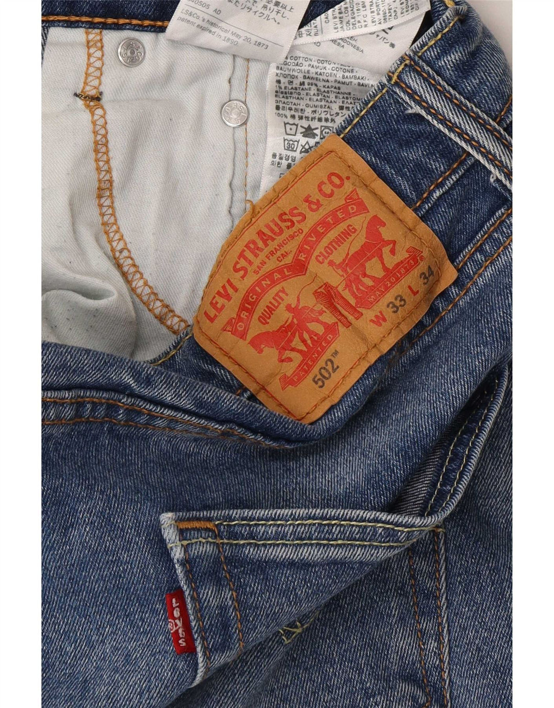 Levi's Uomo 502 Jeans affusolati W33 L28 Cotone blu