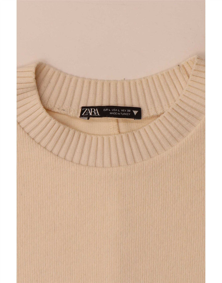 Maglione maglione girocollo oversize da donna Zara UK 16 grande bianco sporco