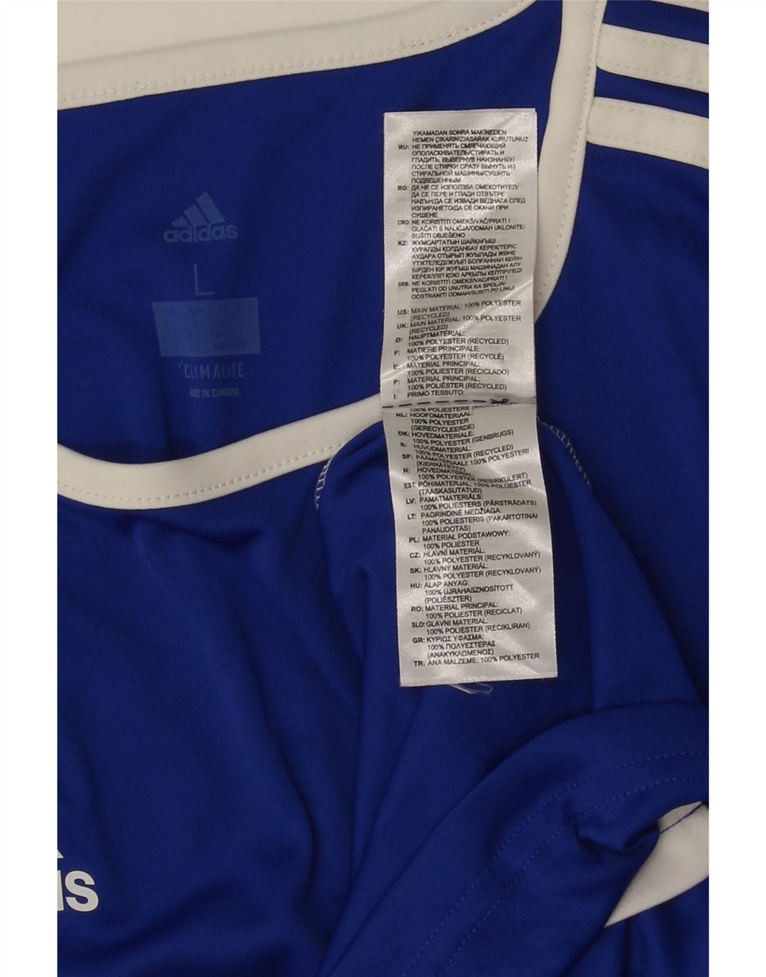 T-shirt Adidas Climalite da uomo, grande, in poliestere color block blu