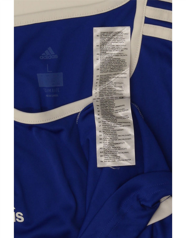 T-shirt Adidas Climalite da uomo, grande, in poliestere color block blu