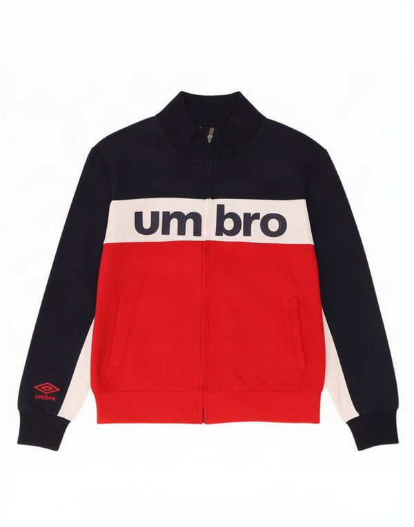 Giacca da ginnastica grafica da uomo Umbro in cotone color block medio blu navy