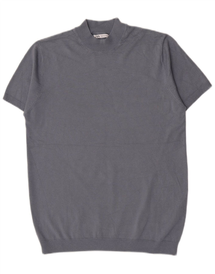 T-shirt Zara Uomo Top Blu Medio in viscosa