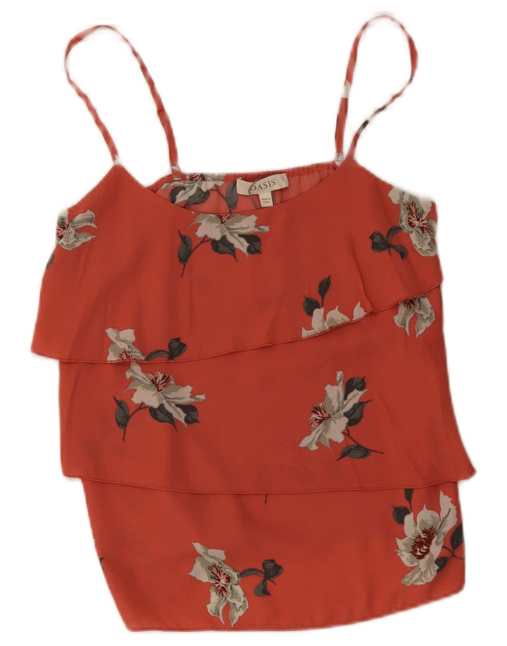 Top a strati da donna Oasis UK 8 piccolo poliestere floreale rosso