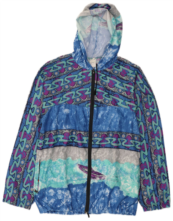 Giacca antipioggia con cappuccio vintage da uomo con motivo astratto IT 52 XL multicolore