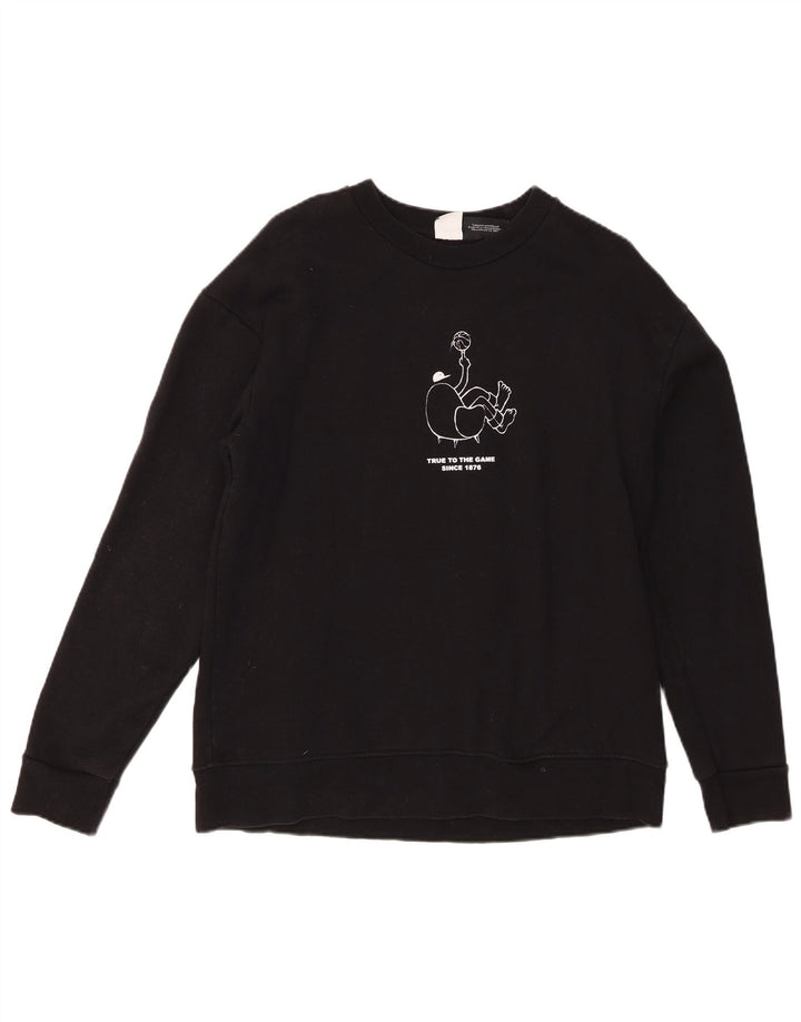 Felpa con grafica Zara da uomo, grande, in cotone nero