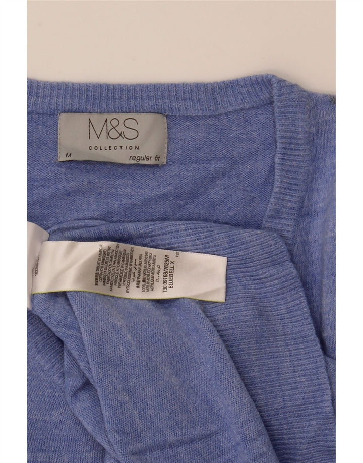 Maglione da uomo Marks & Spencer vestibilità regolare con scollo a V, acrilico blu medio