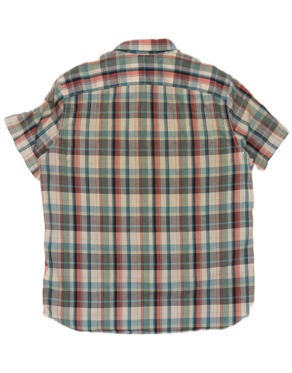TIMBERLAND Camicia a maniche corte slim fit da uomo XL in cotone a quadri multicolore