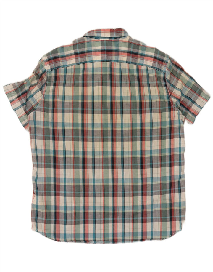 TIMBERLAND Camicia a maniche corte slim fit da uomo XL in cotone a quadri multicolore