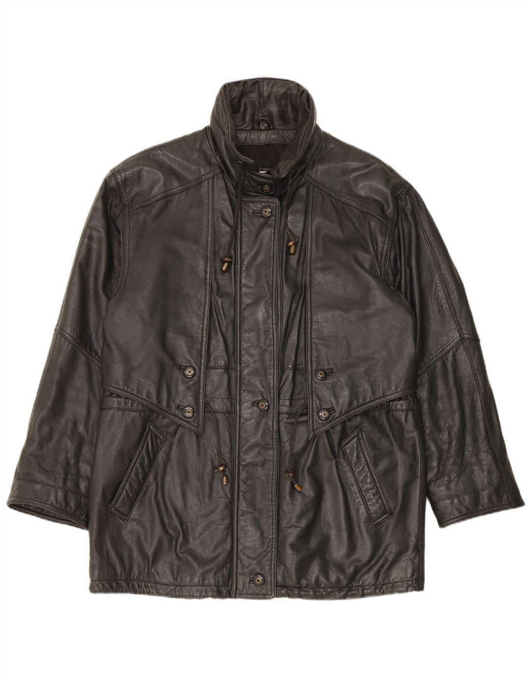 Cappotto oversize in pelle da donna Yorn EU 40 medio nero