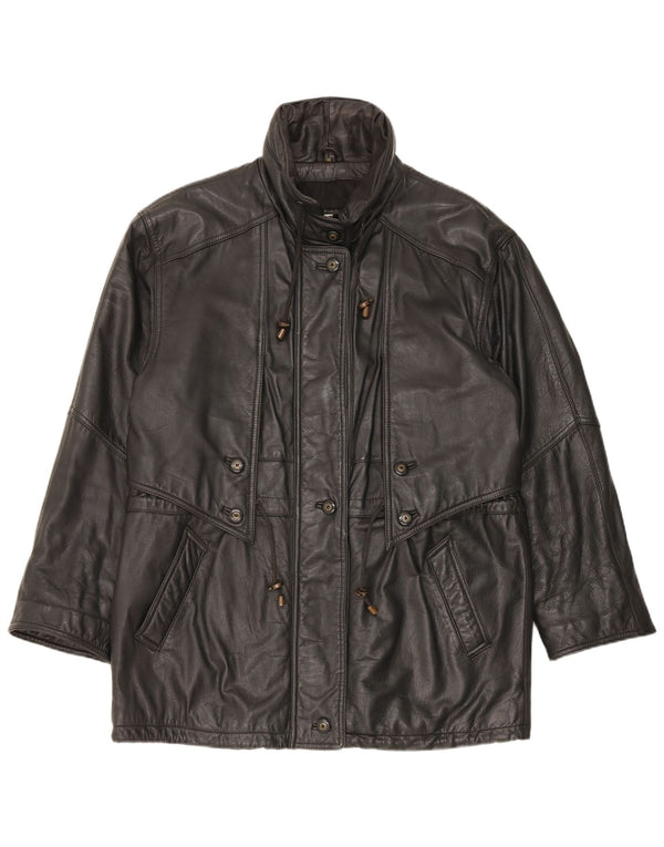 Cappotto oversize in pelle da donna Yorn EU 40 medio nero