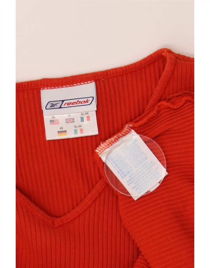 REEBOK Womens Top 3/4 Sleeve UK 16 Large Orange Cotton Vintage Reebok and Second-Hand Reebok from Messina Hembry 
