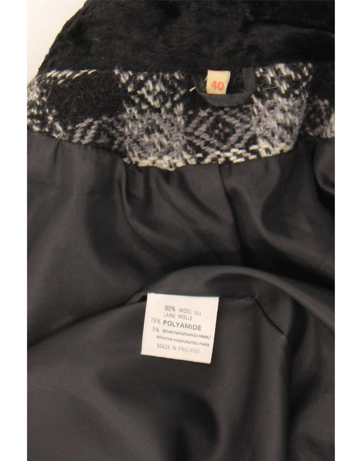 Cappotto doppiopetto oversize da donna vintage EU 40 medio nero geometrico