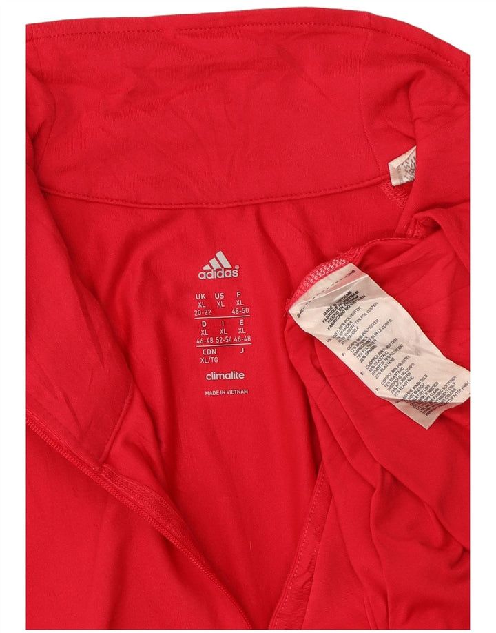 Top della tuta pullover con zip e collo ADIDAS da donna Climalite UK 20/22 XL Rosso