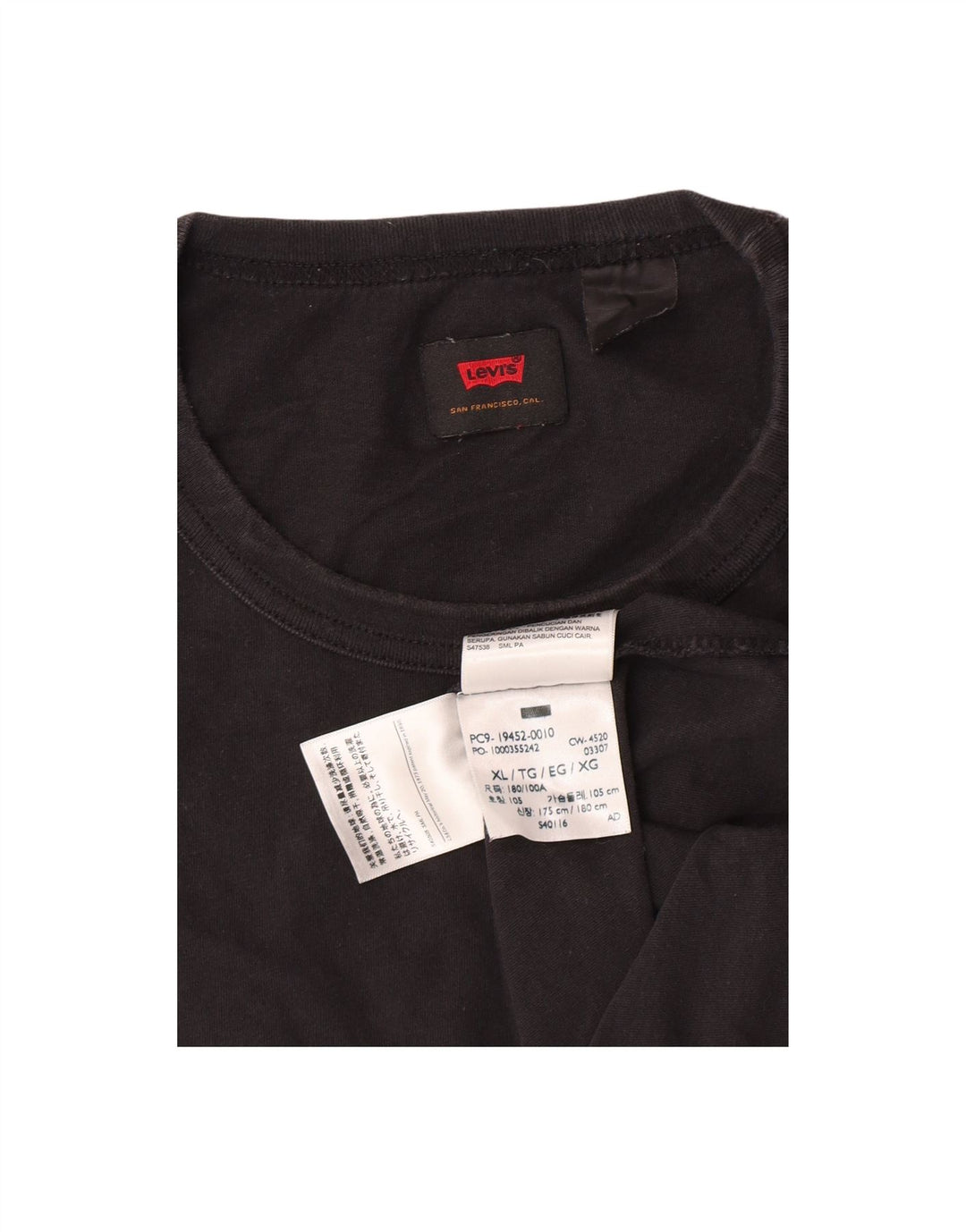 LEVI'S Mens T-Shirt Top XL Black Cotton