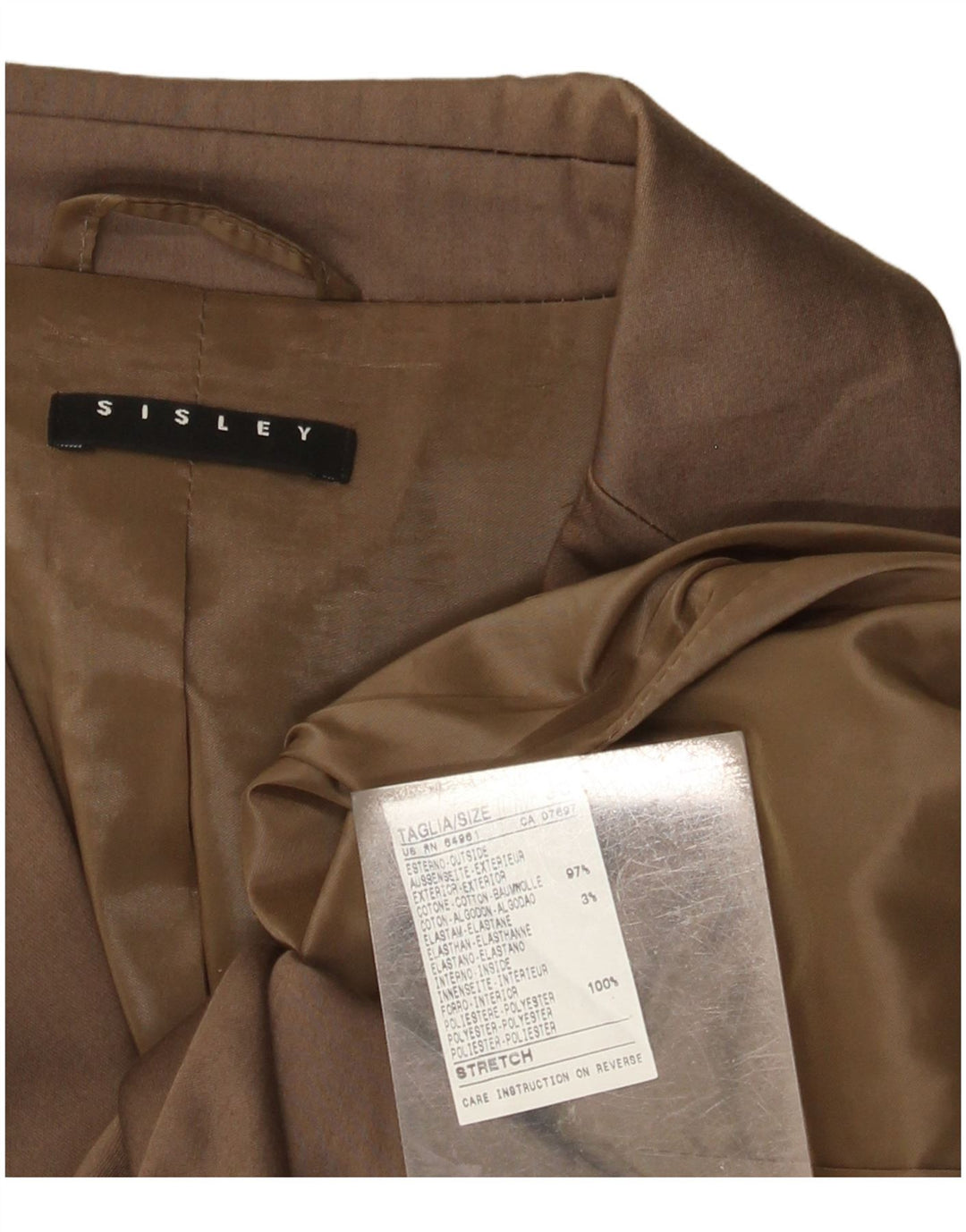 Giacca blazer a 2 bottoni da donna SISLEY IT 38 XS in cotone marrone
