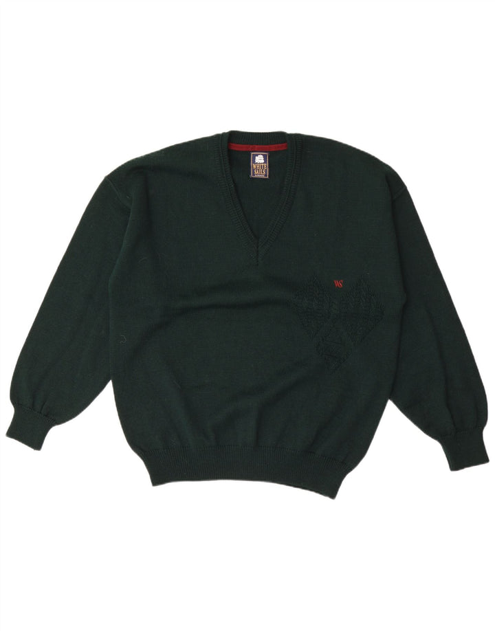Maglione da uomo con scollo a V White Sails grande lana verde
