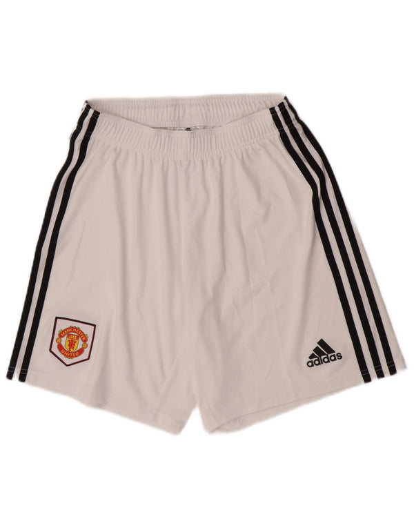 Pantaloncini sportivi Adidas da uomo Manchester United, poliestere bianco medio