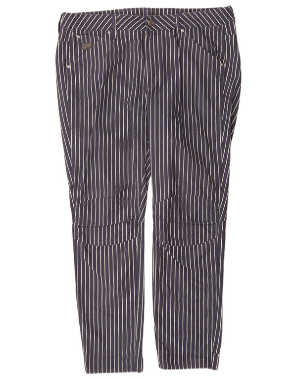 Pantaloni casual slim da donna G-Star W30 L28 Poliestere gessato blu navy