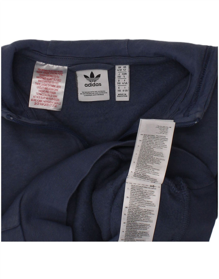 Maglione con cappuccio e zip grafica Adidas da ragazzo, 4-5 anni, in cotone blu