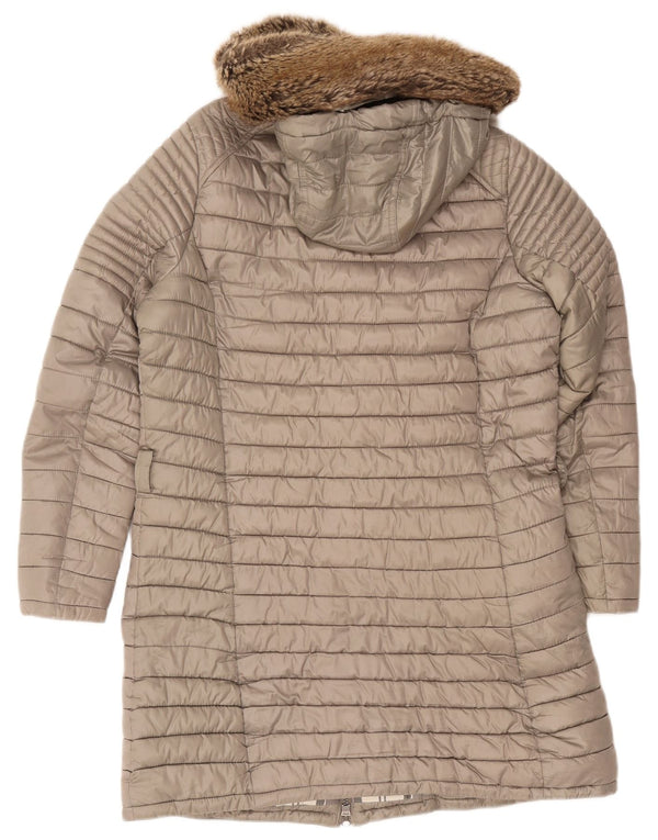 Cappotto imbottito con cappuccio da donna Barbour UK 14 grande poliestere grigio