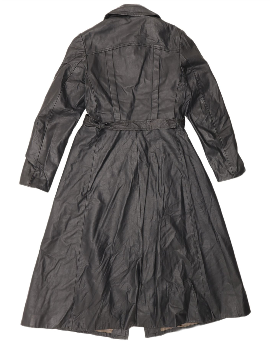 Cappotto vintage in pelle da donna IT 42 Medio Nero