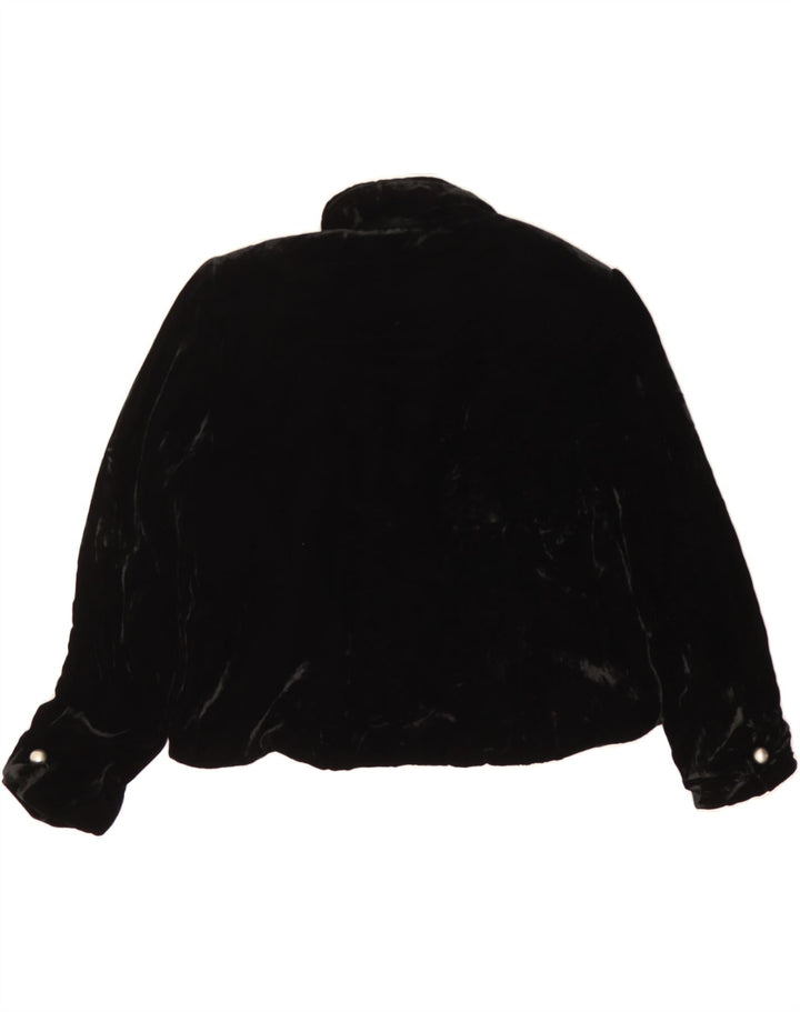 VINTAGE Womens Velvet Open Blazer Jacket EU 38 Medium Black Vintage Vintage and Second-Hand Vintage from Messina Hembry 
