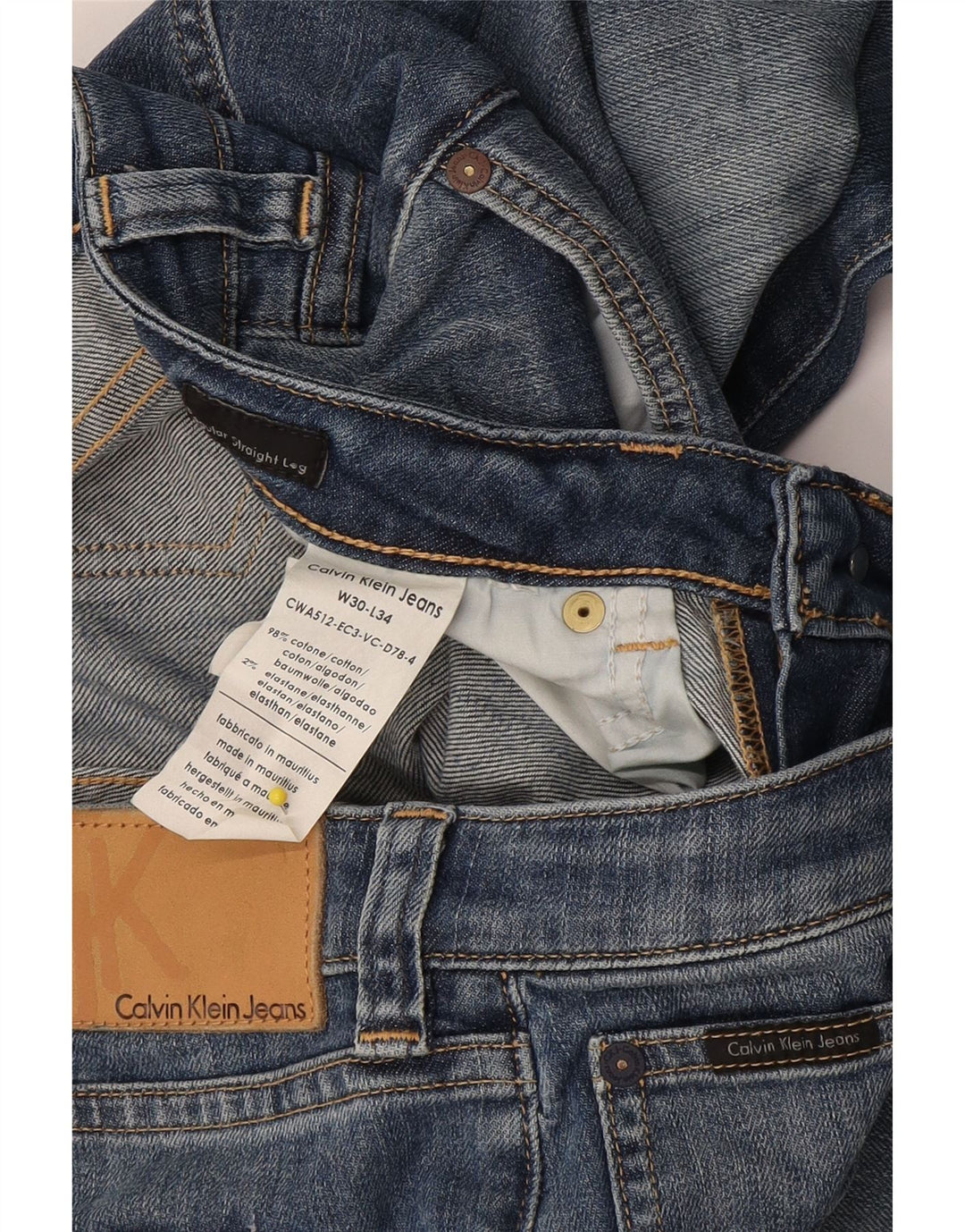 Jeans dritti da donna Calvin Klein W30 L34 cotone blu