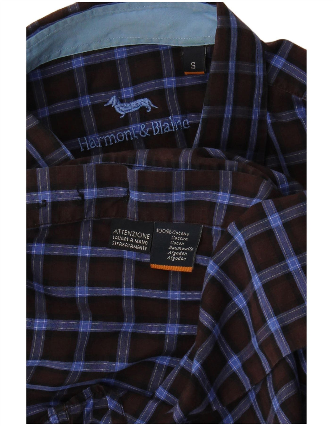 Camicia da uomo Harmont & Blaine piccola in cotone a quadri blu navy