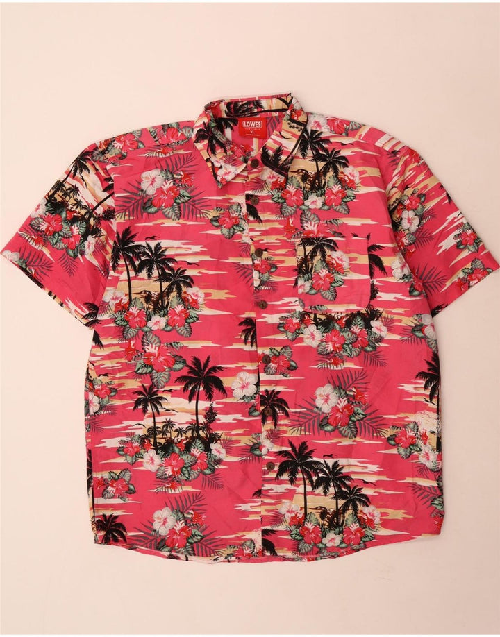 Camicia hawaiana a maniche corte da uomo Lowes XL poliestere floreale rosa