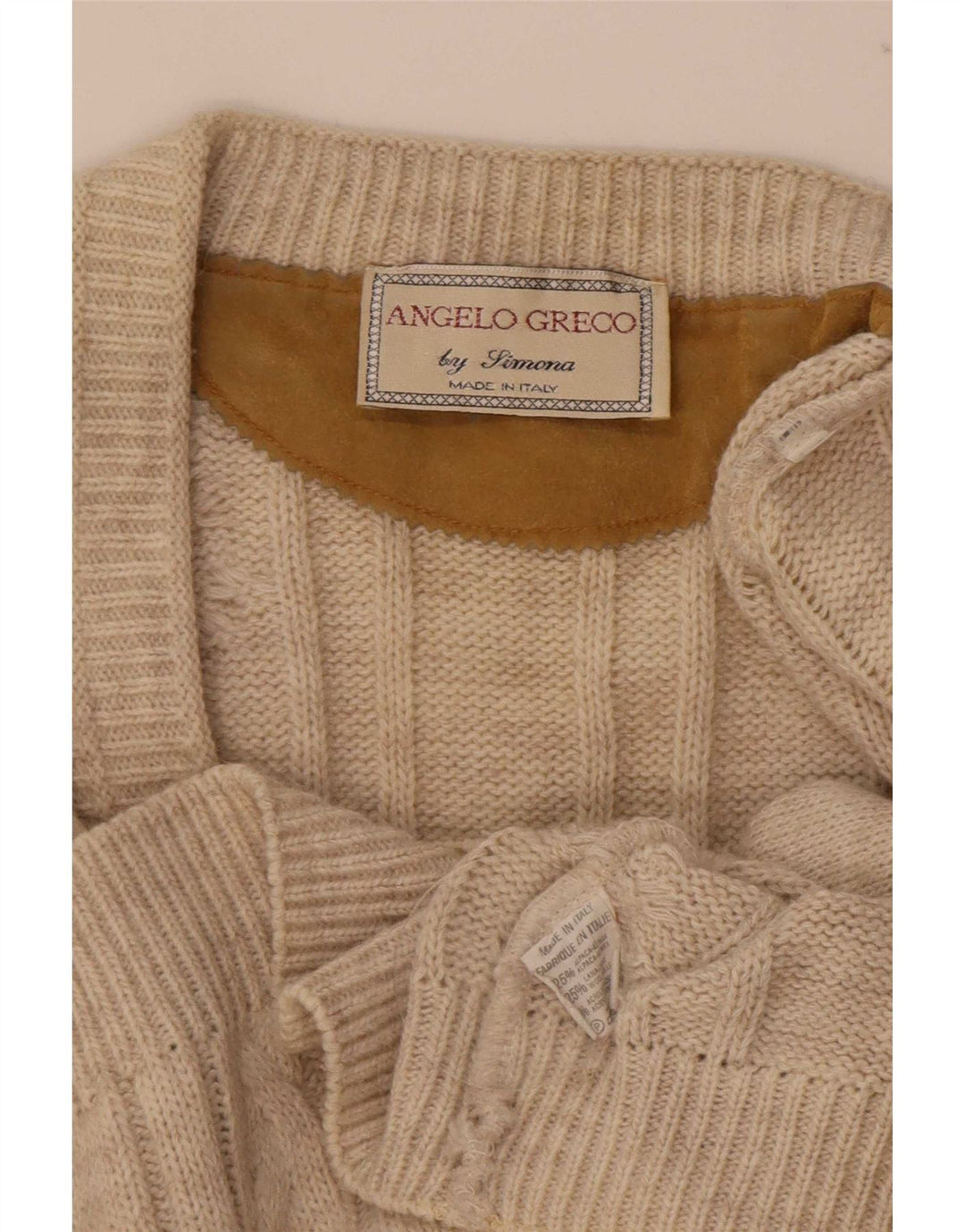 Maglione cardigan da uomo Angelo Greco IT 48 Lana di alpaca beige medio