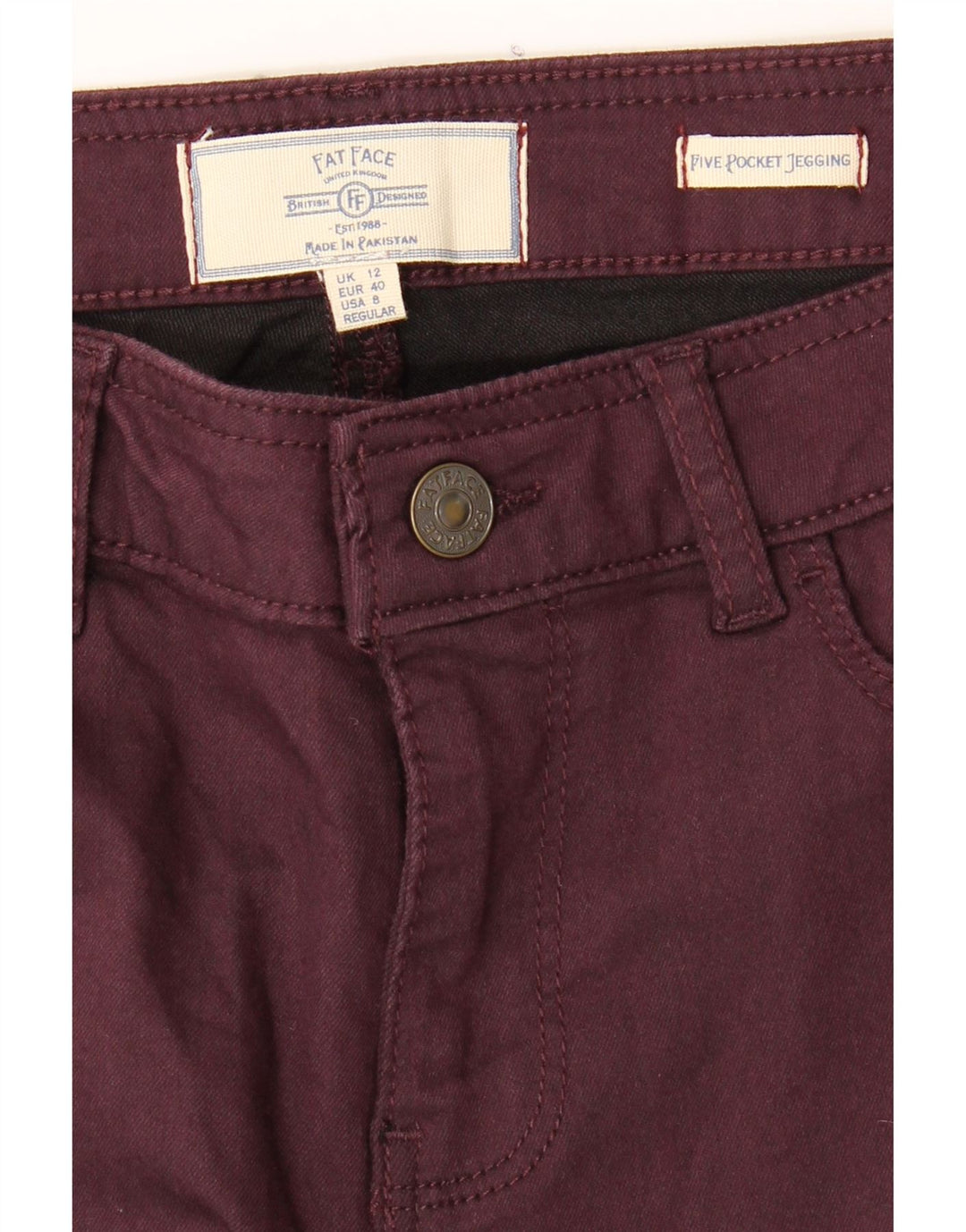 FAT FACE Womens Jegging Jeans UK 12 Medium W30 L30 Maroon Cotton Vintage Fat Face and Second-Hand Fat Face from Messina Hembry 