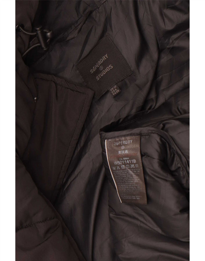Cappotto imbottito oversize con cappuccio da donna Superdry UK 10 piccolo poliestere nero