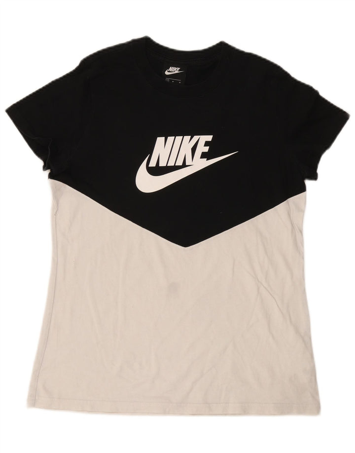 T-shirt grafica da donna NIKE Top UK 12 cotone color block bianco medio