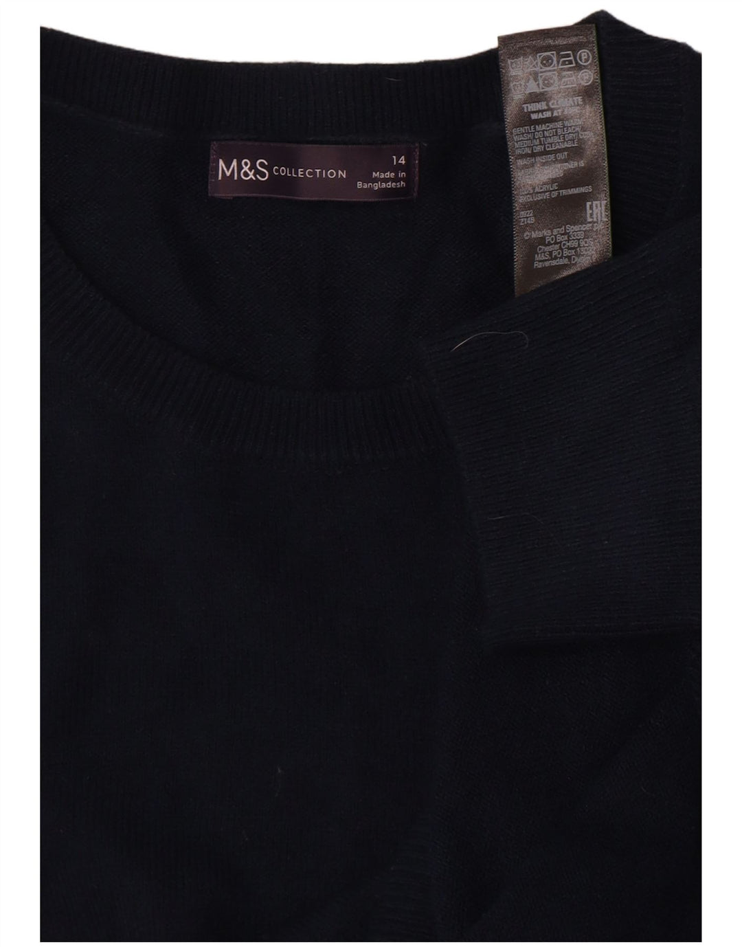 Maglione maglione girocollo da donna Marks & Spencer UK 14 grande blu navy