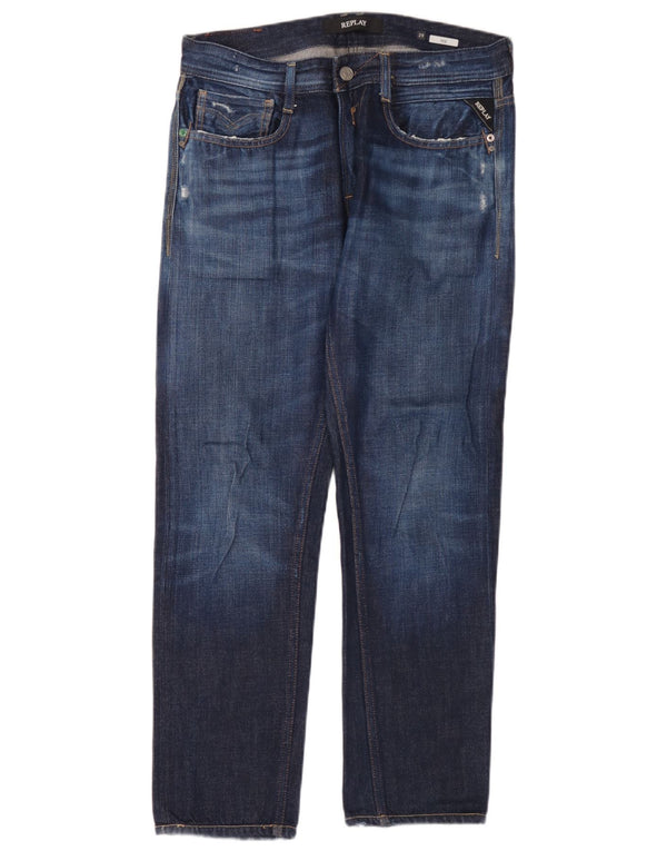 Replay Jeans dritti da uomo Rob W29 L30 in cotone blu