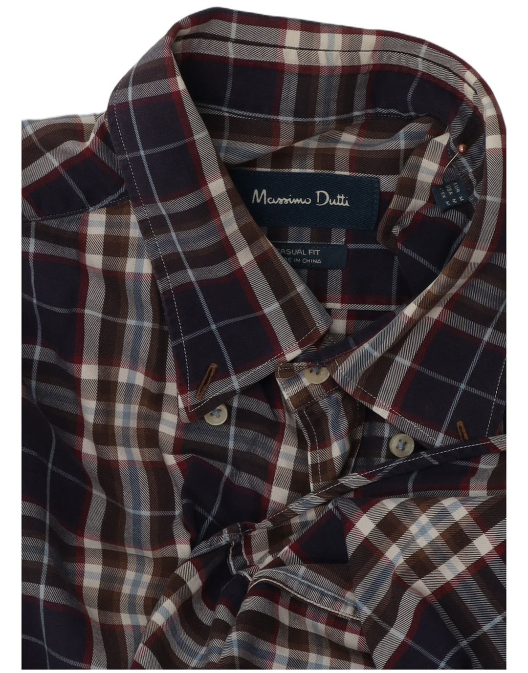 Camicia casual da uomo Massimo Dutti a quadri blu navy medio