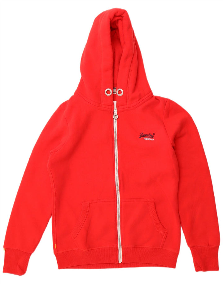 SUPERDRY Mens Zip Hoodie Sweater Medium Red