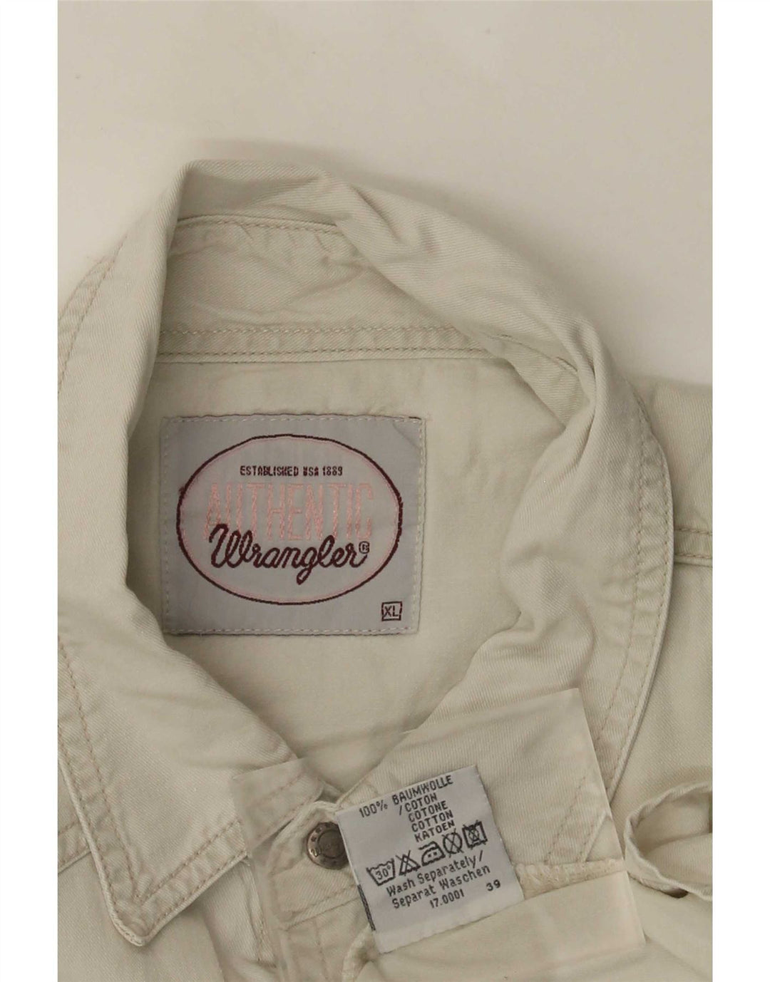 Camicia di jeans da uomo Wrangler XL in cotone beige
