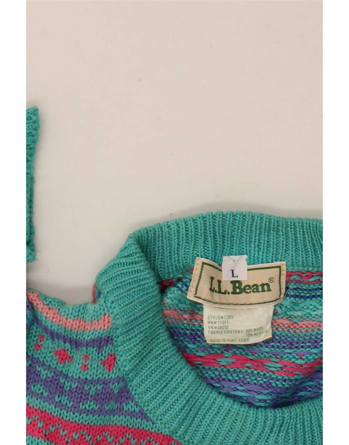 L.L.Bean Maglione da uomo girocollo Maglione grande lana Fair Isle multicolore