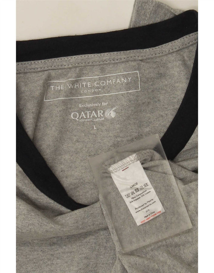 The White Company Maglia da uomo a maniche lunghe grande in poliestere color block grigio
